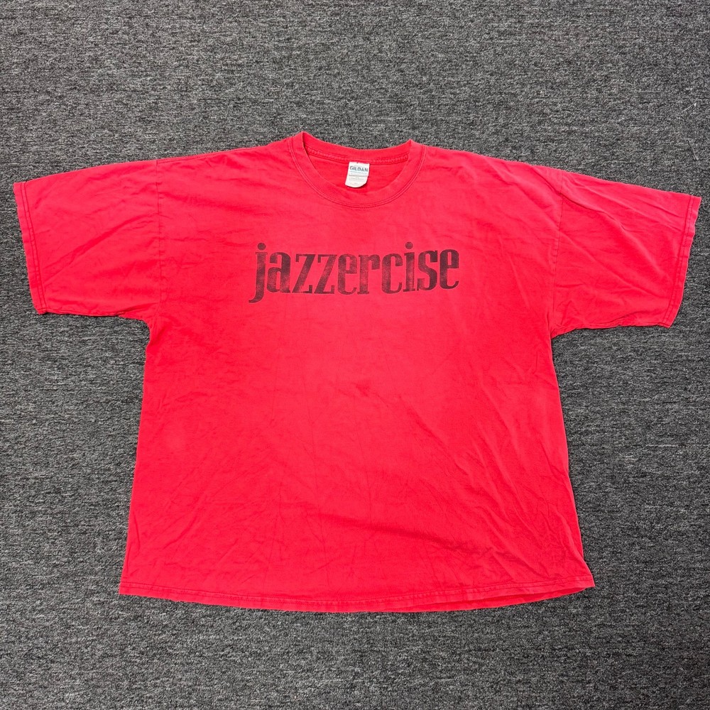 Vintage 90s Jazzercise Spellout Logo Workout Instructor T-Shirt Sz 2XL Red