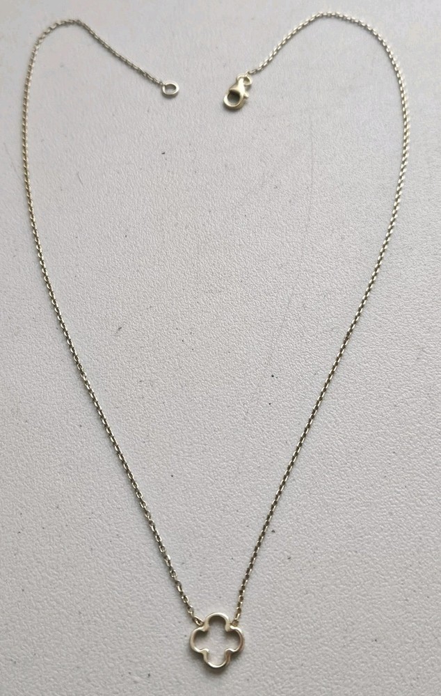 14K Italian Gold Open Clover Pendant Necklace 16.5 Inch