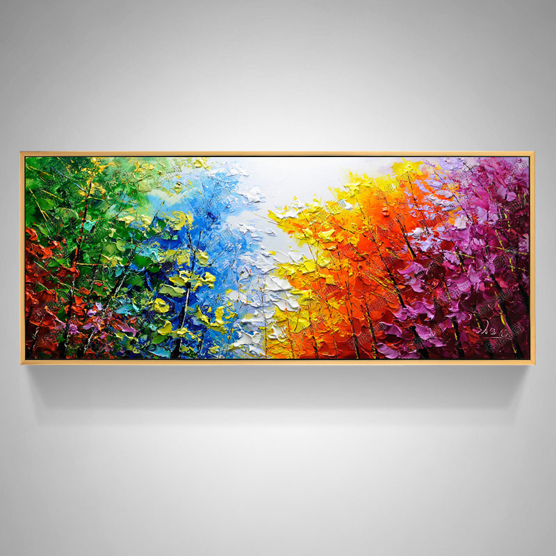 Y007 LARGE CANVAS HAND-PAINTED THICK KNIFE OIL PAINTING FOREST UNFRAMED 48IN