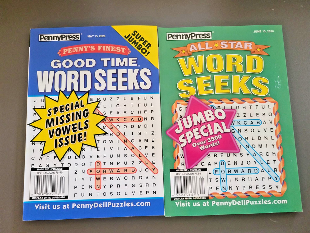 Lot of 2 Penny Press Word Search Puzzle Books - Good Time & All*Star