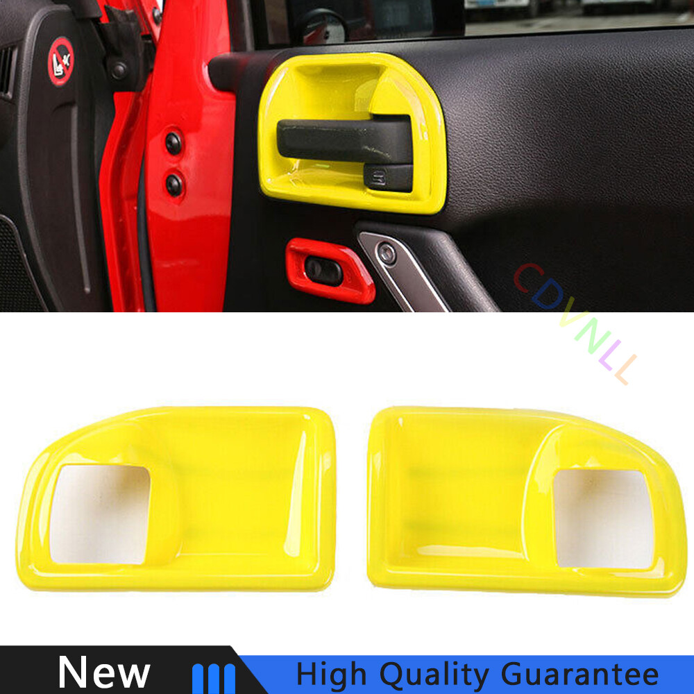 For Jeep Wrangler JK 11-17 Bright Yellow Interior Door Handle Bowl Cover Trim 2*