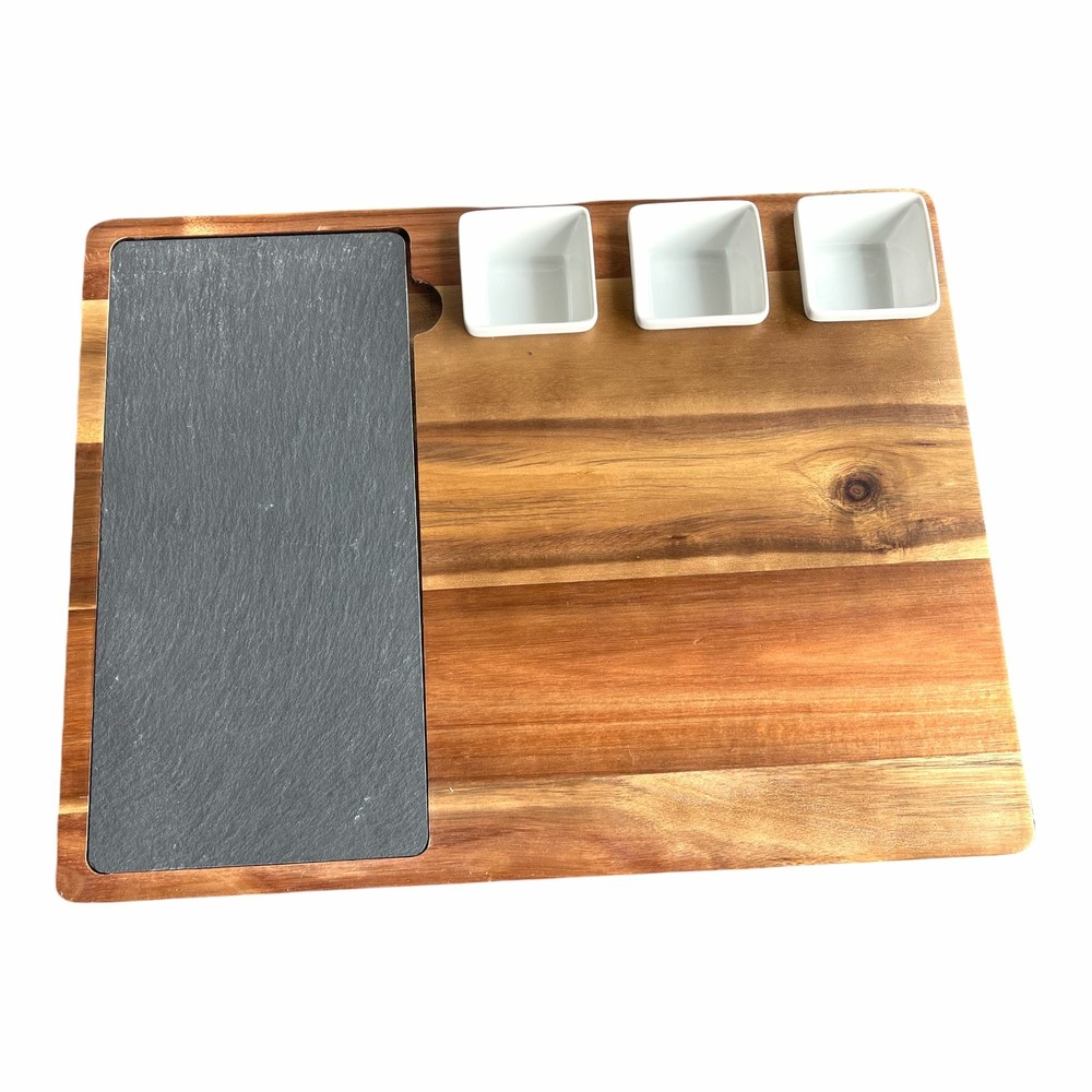 Acacia Cheese Board with cutting utensils and trays-image