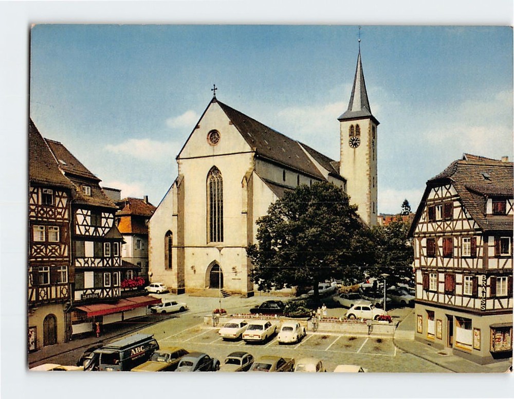 Postcard Blick auf Marktplatz mit Kirche Mosbach Germany