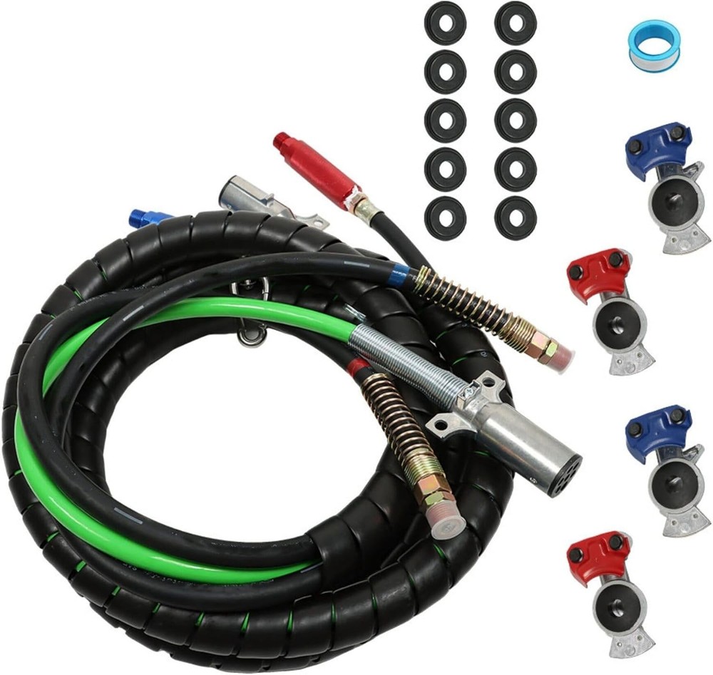 15FT 3-in-1 ABS Power Airline Hose Wrap Kit with 7-Way Electrical Cable-image