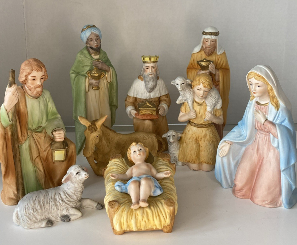 Vintage Homco Nativity Set Bisque Ceramic 5599 Christmas