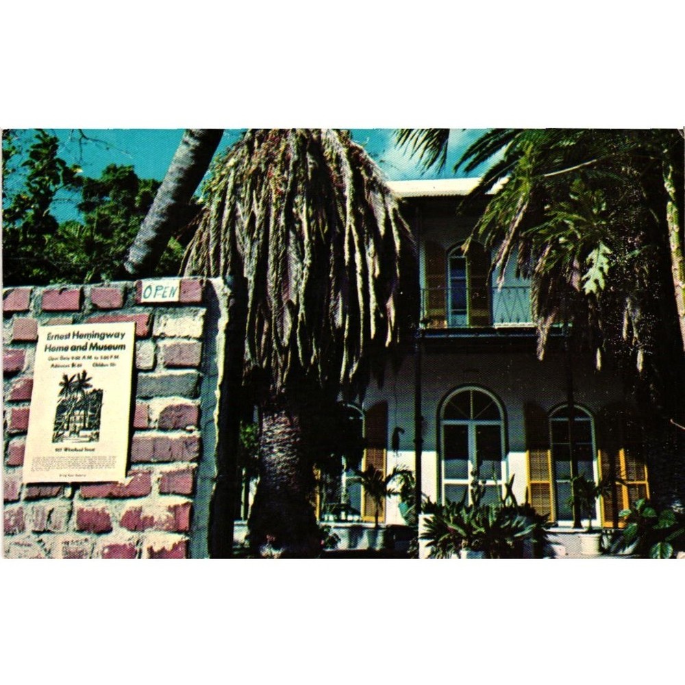 Vintage 1970 Ernest Hemingway Home Museum Postcard Key West Florida Koppel Card