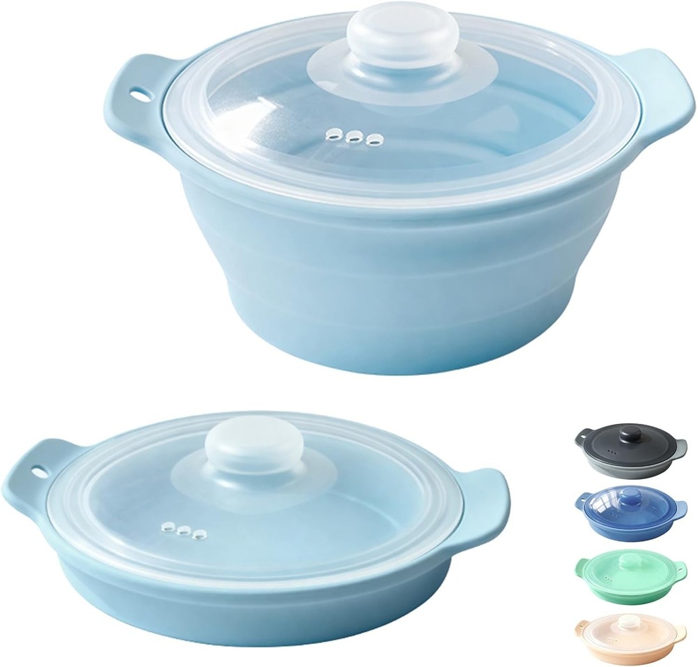 42oz Silicone Microwave Steer For Cooking, Collapsible Food Steer For