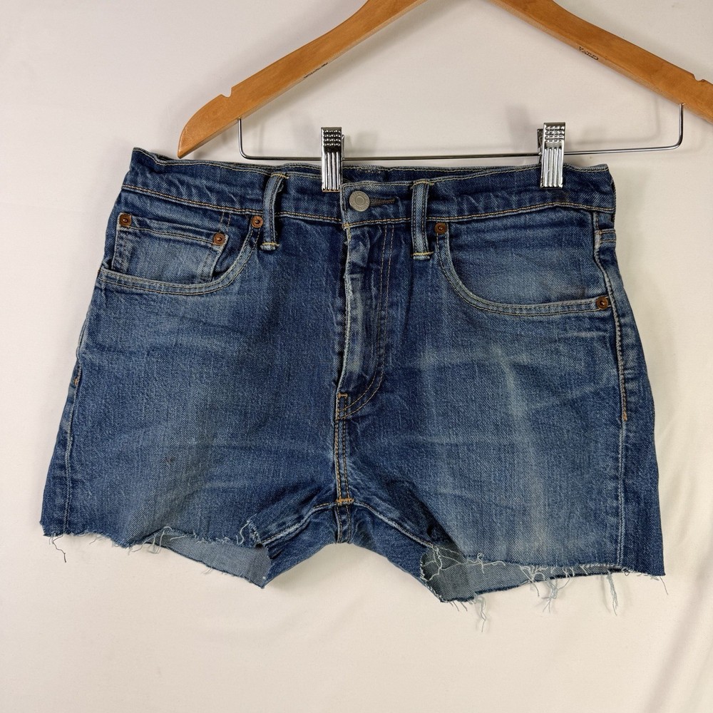 Levi's 512 Shorts Size 31 Women's Jean Shorts Cut Off Denim Stretch Blue Denim