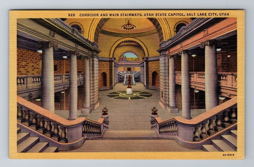 Salt Lake City UT-Utah, Utah State Capitol, Interior, Antique Vintage Postcard