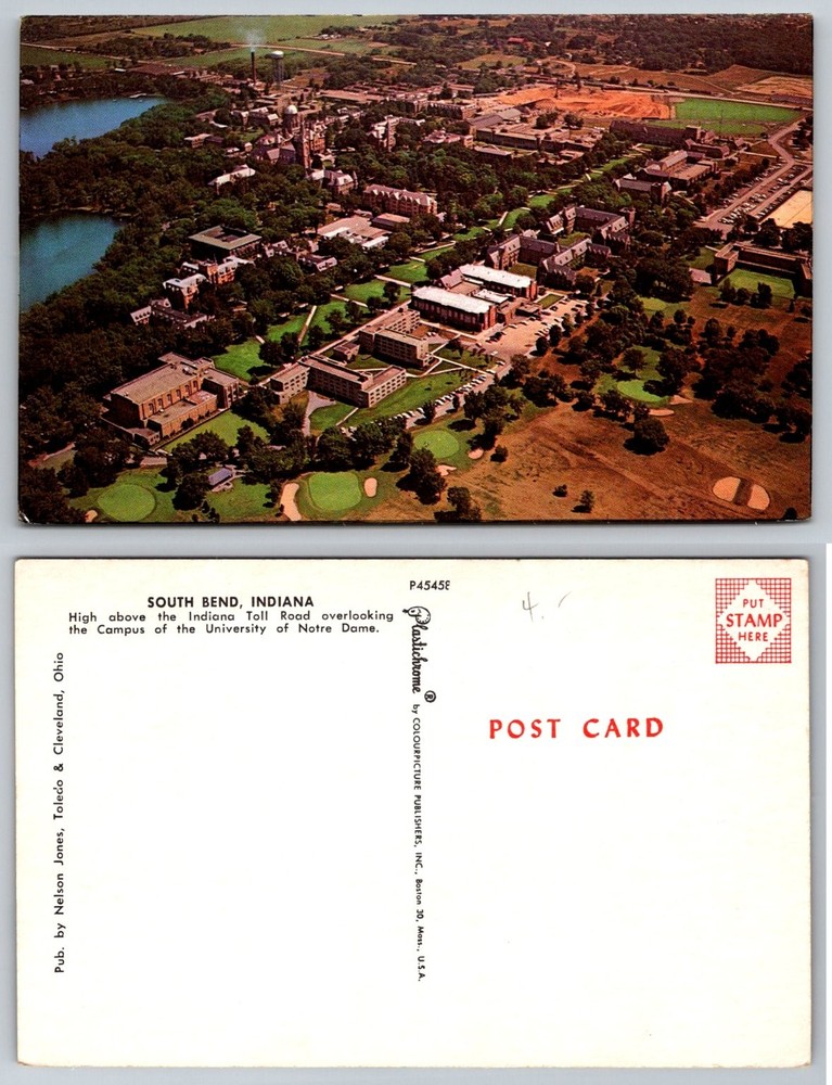 Notre Dame University Campus Aerial View South Bend Indiana Postcard