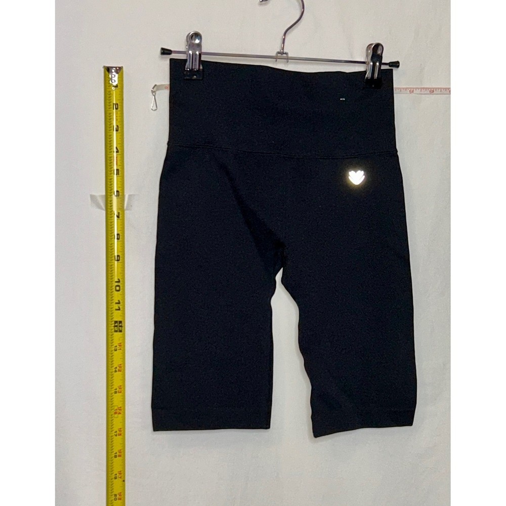Forever 21 Black High Waisted Biker Shorts Reflective Logo Athletic Women's