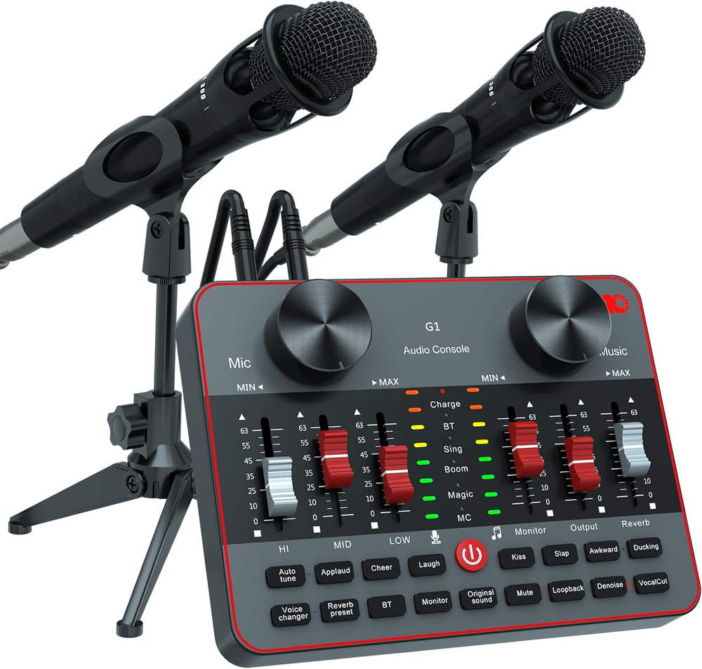Podcast Equipment Bundle for 2 Mic Tiktok Video Content Creator Kit, Audio Inter
