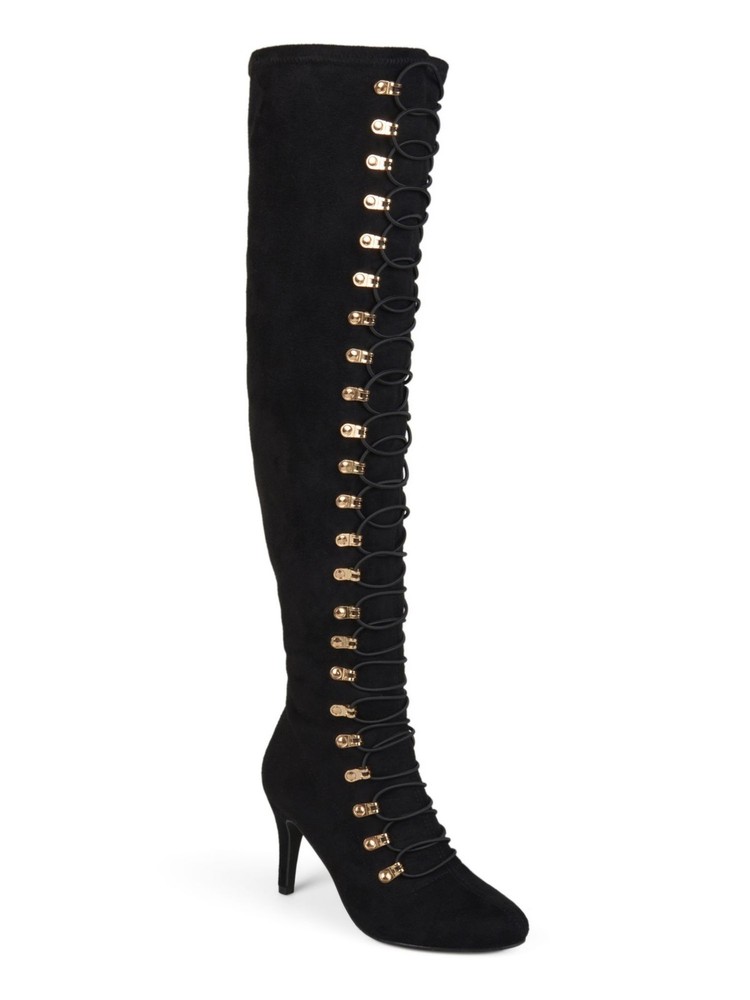 JOURNEE COLLECTION Womens Black Stiletto Heel Almond Toe Boots Size 8 M