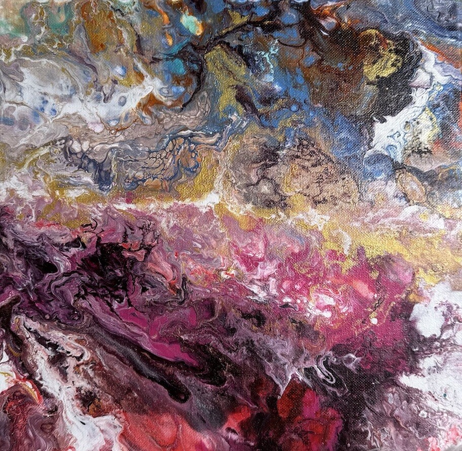 Unique 12x12 Abstract Acrylic Canvas Art Original OOAK Painting-image