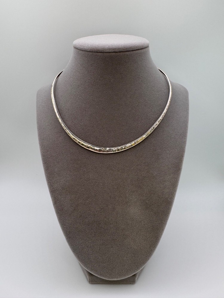Vintage Mexico ATI 925 Sterling Silver Hammered Torque Collar Necklace 16g