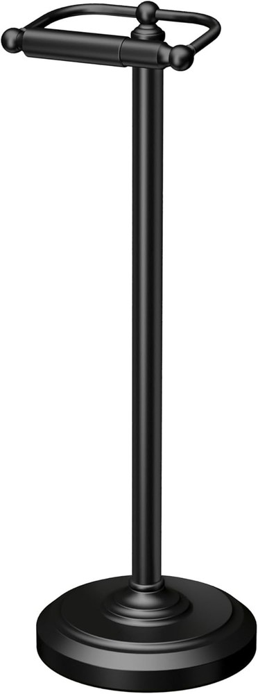 Freestanding Toilet Paper Holder 22” H Matte Black/Floor Standing Weighted Base