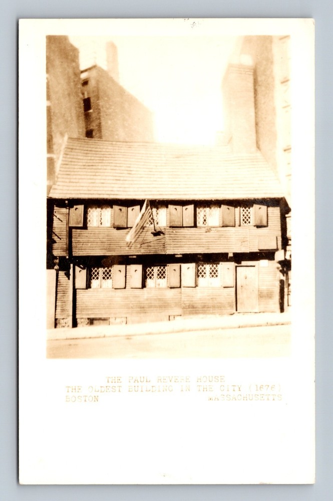 Paul Revere House Oldest Building in Boston Massachusetts Postcard RPPC