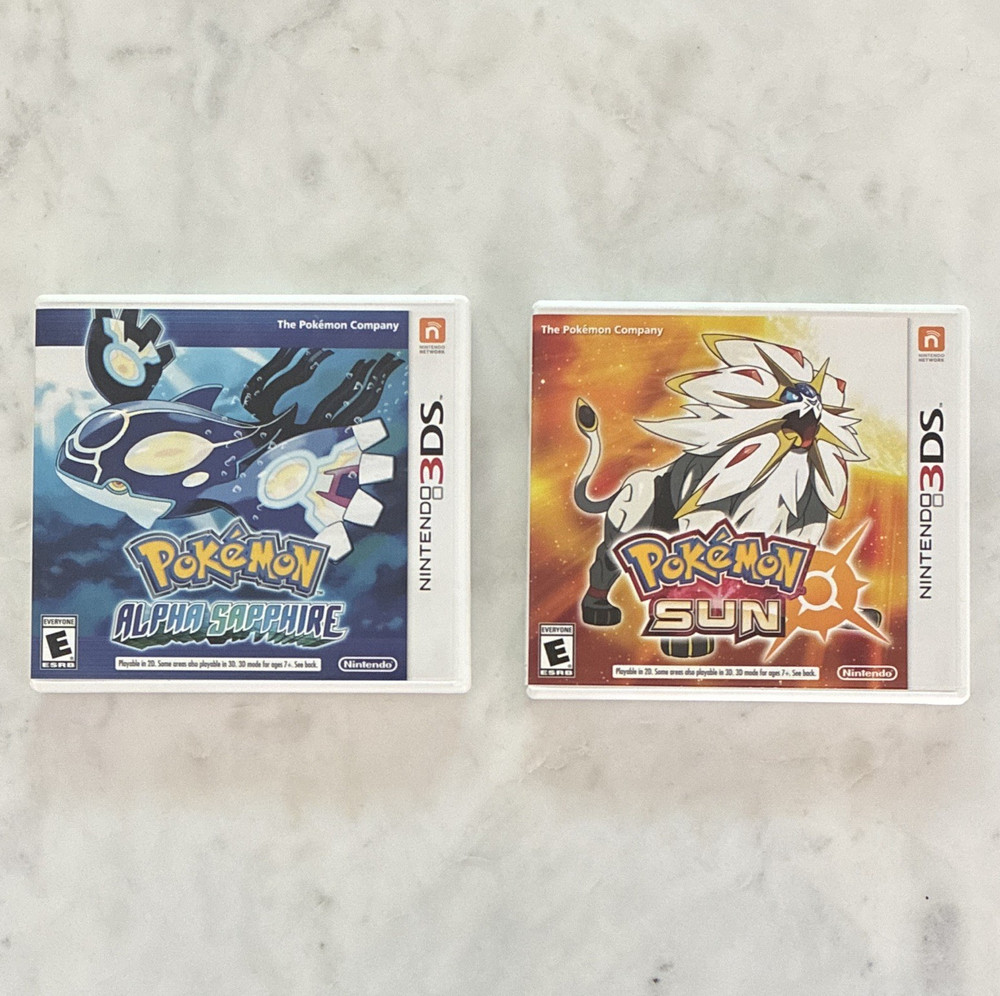 Nintendo Pokémon Alpha Sapphire & Pokémon Sun 2-Game Lot Nintendo 3DS E