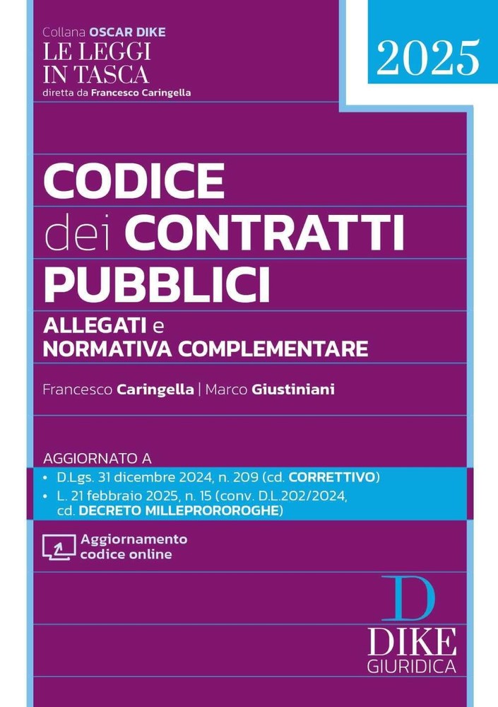 Marco Giustinia Codice dei contratti pubblici Pocket 2025. Con aggi (Paperback)