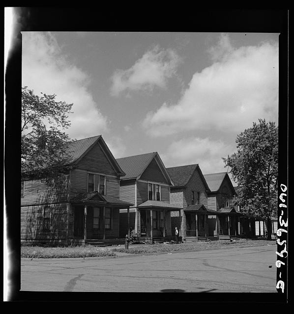 Photo:1930s Row Houses Residential Street Scene Wooden Houses