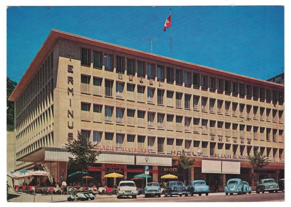 Vintage 1960'S Hotel Terminus Lausanne Switzerland Postcard