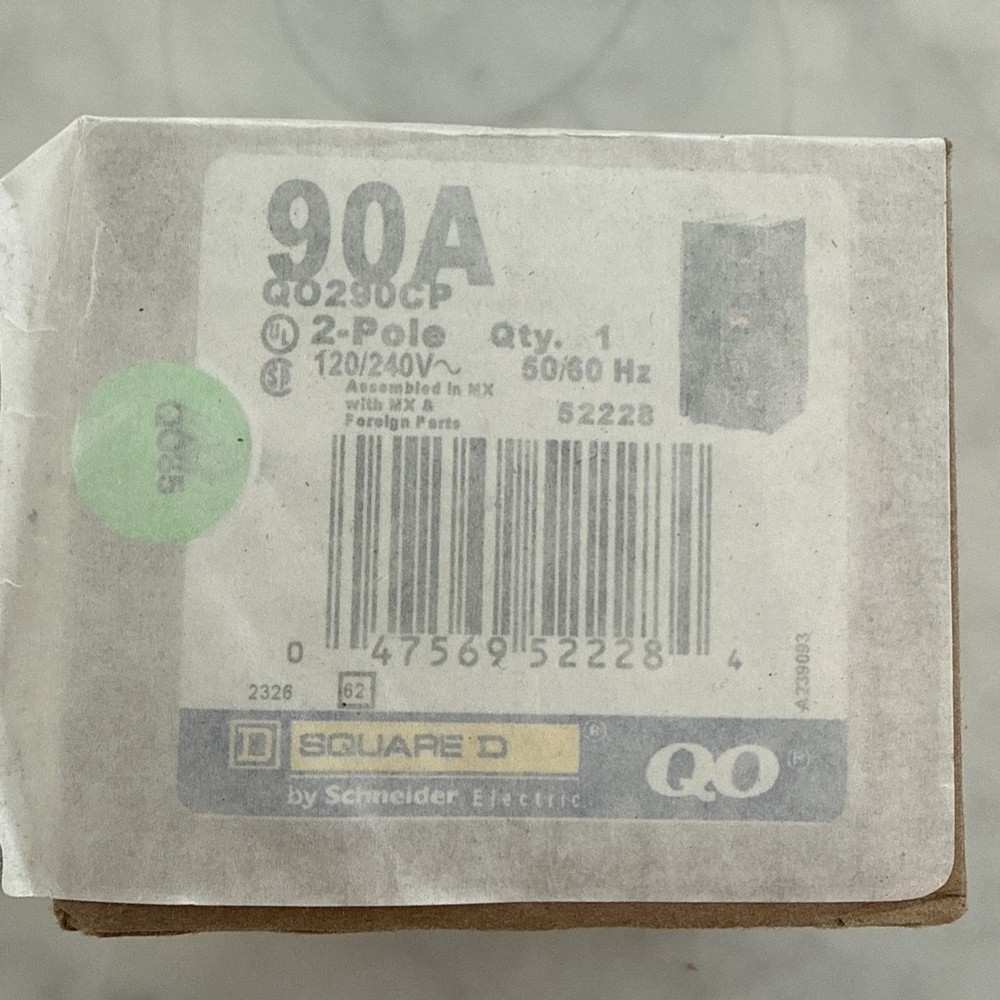 Square D QO290CP 90 Amp Circuit Breaker 2  Pole 120/240 Volt NEW !!