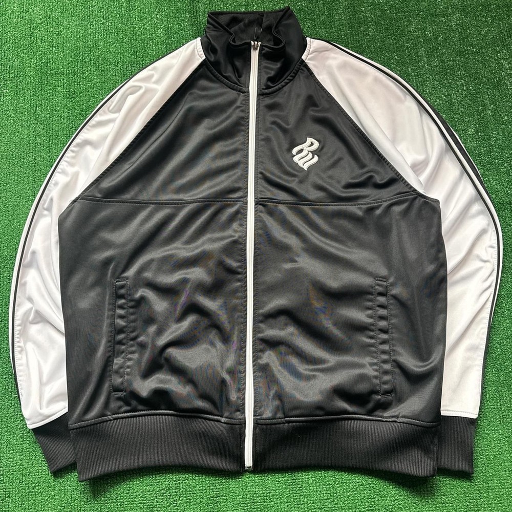 Vintage 2000s Y2K Rocawear black/white track jacket embroidered logo XL