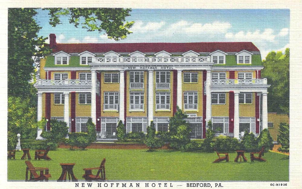 c1940s Bedford Pennsylvania PA ~ New Hoffman Hotel ~ Vintage Linen Postcard UNP