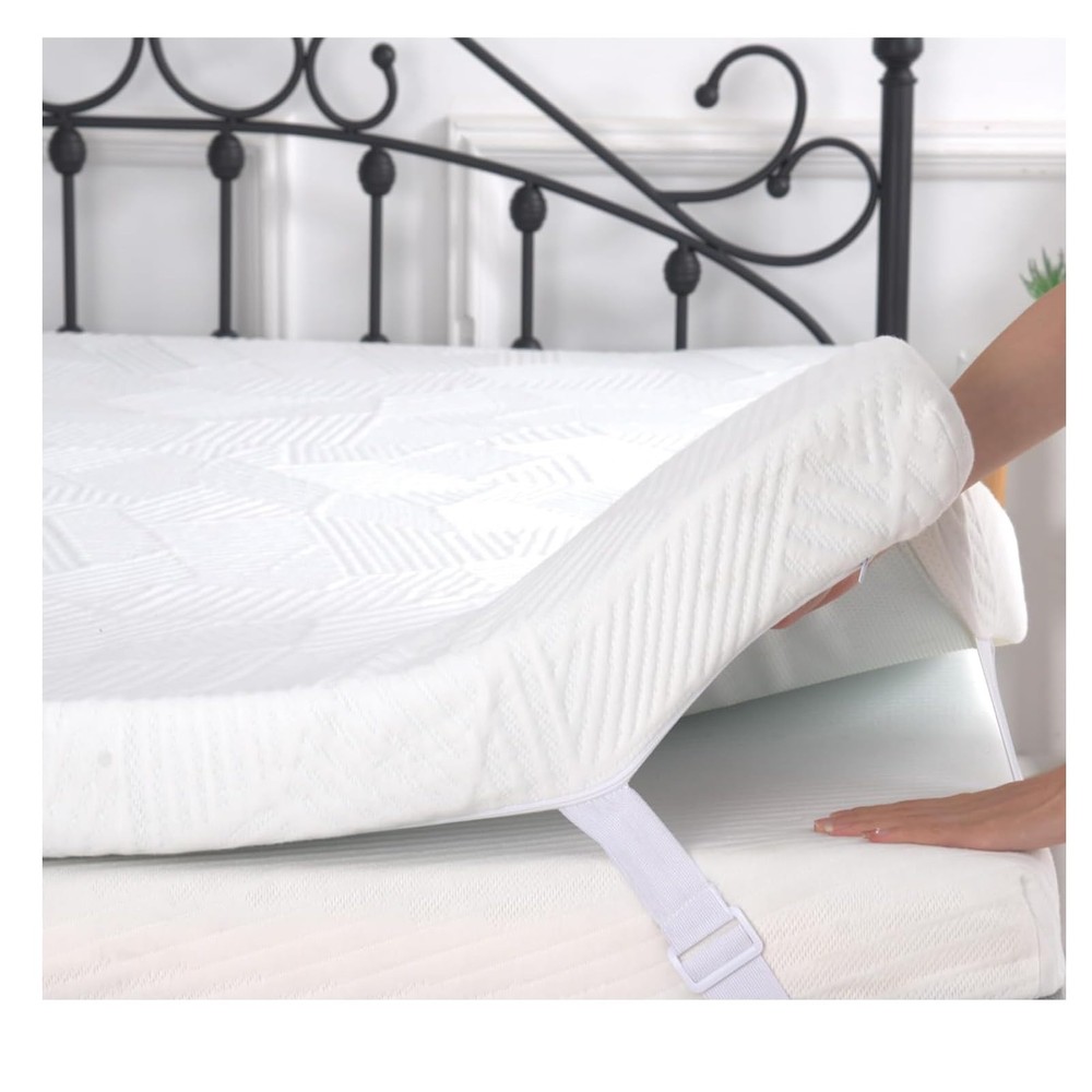 2 Inch Queen Memory Foam Mattress Topper, Cooling Gel Bed Topper with Removab...