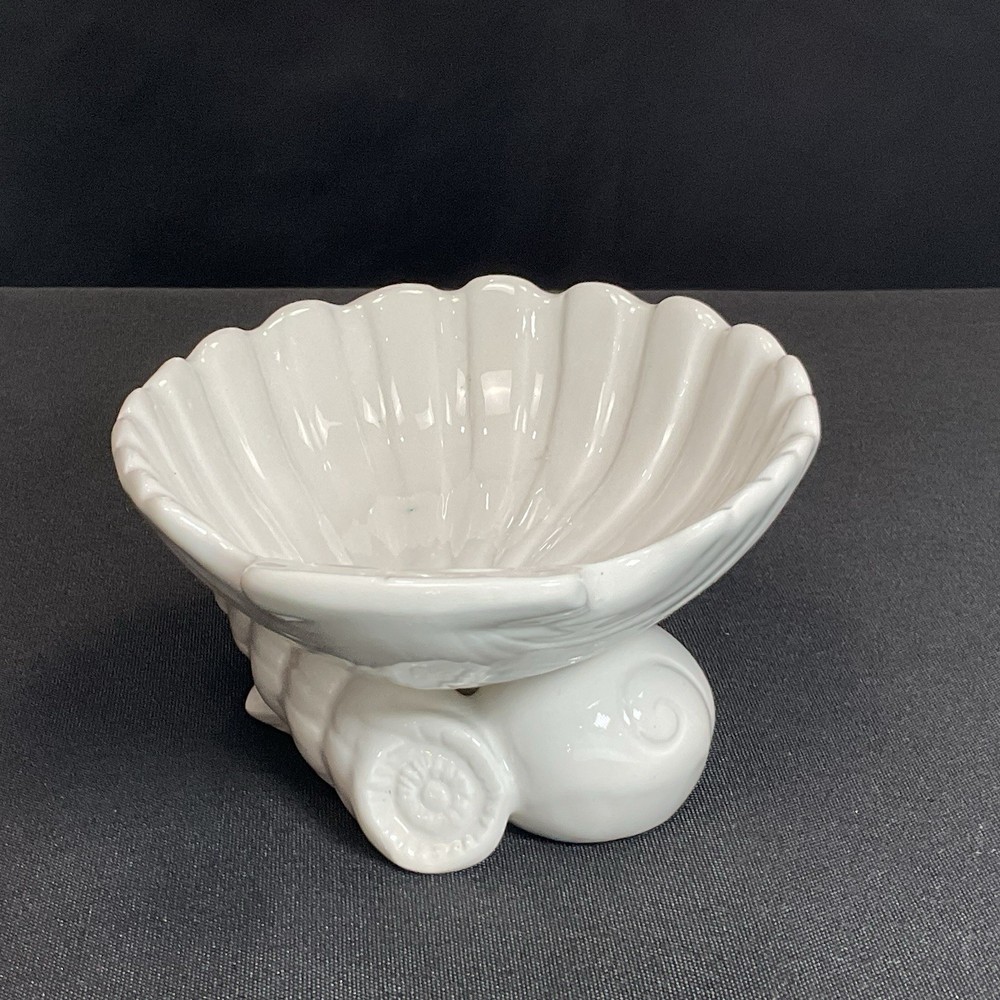 Vintage Fitz & Floyd Pedestal Seashell Soap Dish Coastal Seashore Ceramic Taiwan