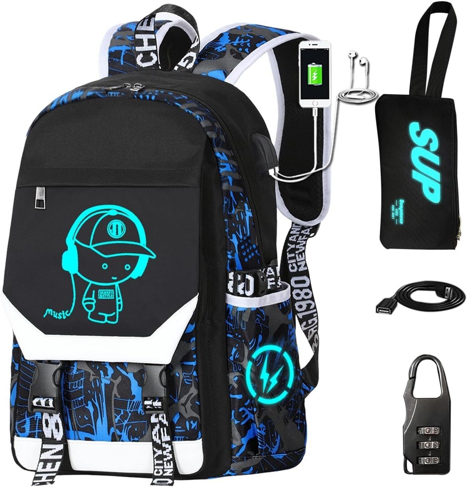 Anti Theft Luminous Laptop Backpack Large Capacity Travel Backpack
