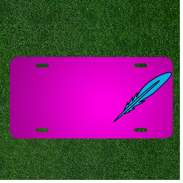 Custom Personalized Feather Blue Quill Car License Plate with Names  