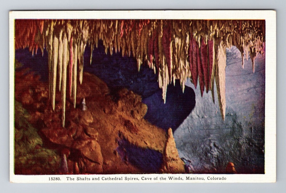 Manitou CO-Colorado, Shafts & Spires, Cave Of The Winds, Vintage Postcard