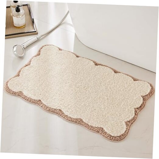 Luxury Microfiber Bathroom Rugs Sand Scalloped Bath Rug Boho 26