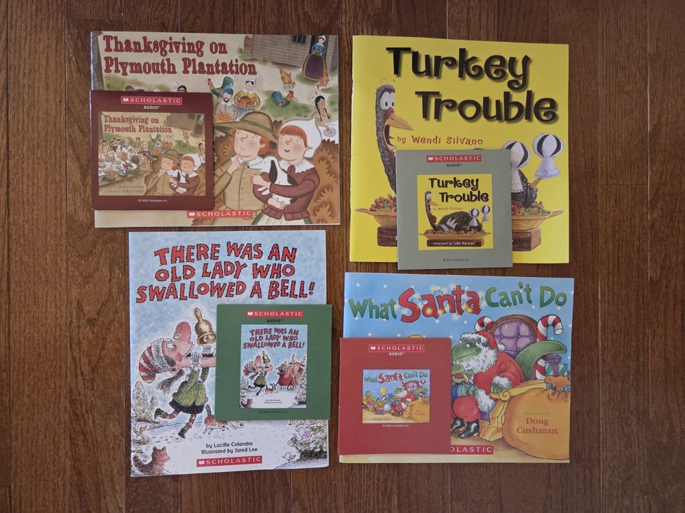 Scholastic Classroom Listening Children's Thanksgiving & Christmas Books W/ CDs