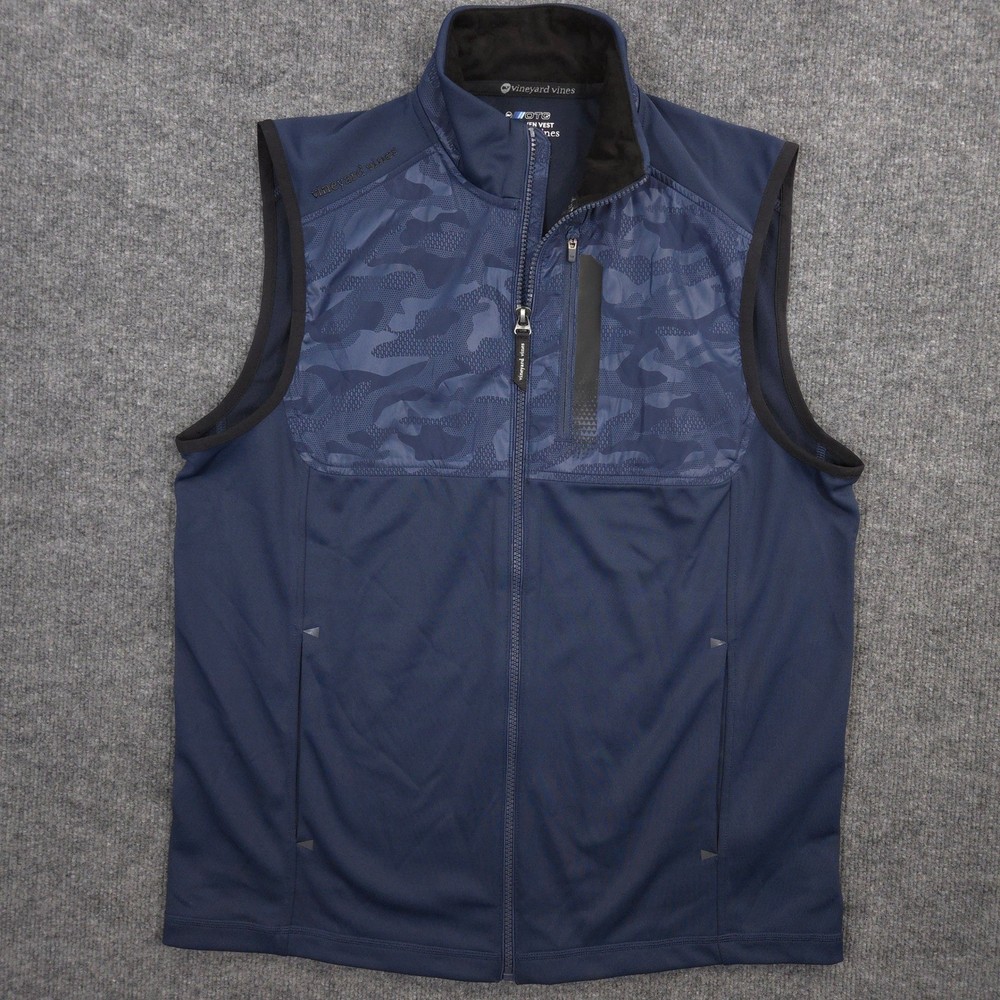 Vineyard Vines Fairhaven Vest Mens M Navy Blue Camo OTG Performance Golf Casual