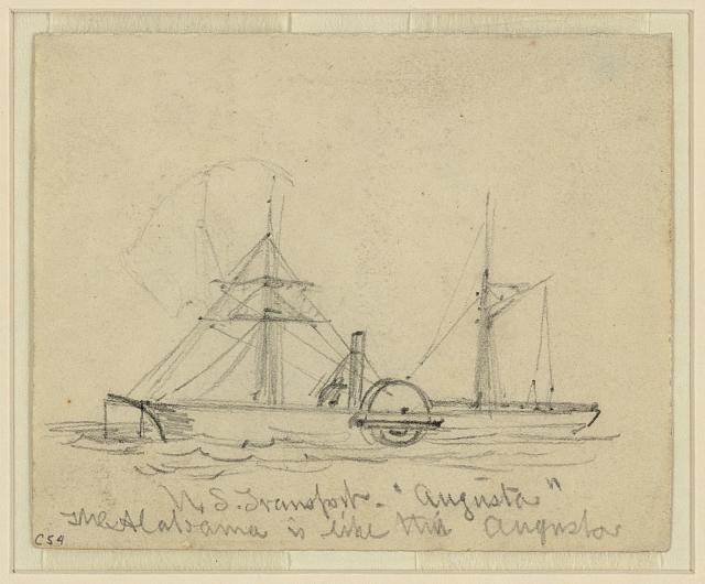 AUGUSTA,Steamship,American Civil War,Alfred Rudolph Waud,Transportation