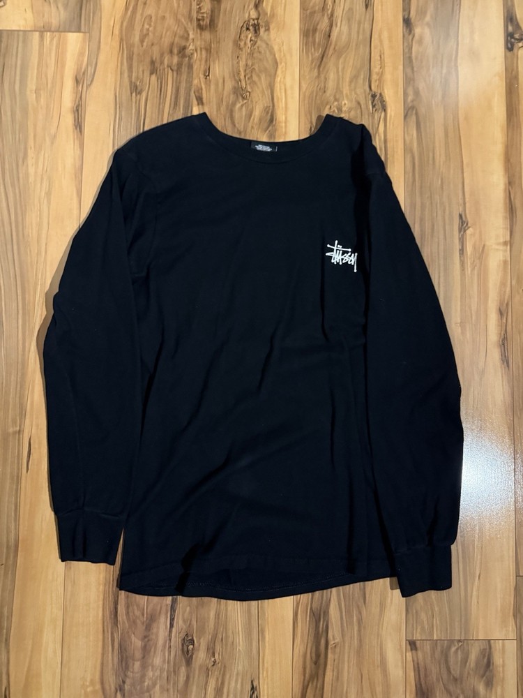Stussy Men's Long Sleeve Graphic Logo T-Shirt Black Size S
