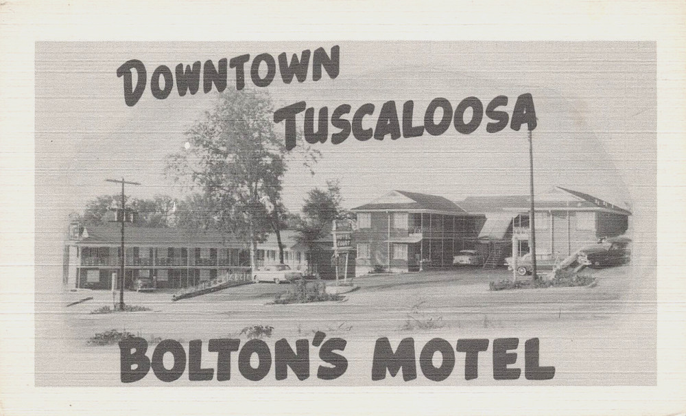 BOLTON'S DOWNTOWN MOTEL POSTCARD TUSCALOOSA AL ALABAMA 1950s