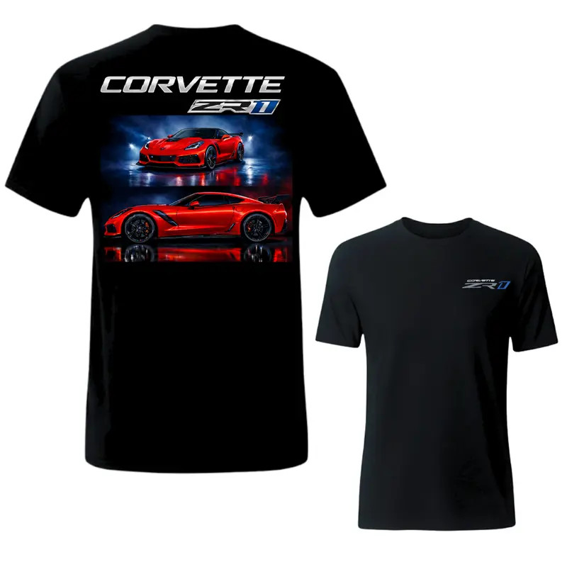 Sport T-Shirt Racing Car Graphic Tee, ZR1 Supercar Night Style Shirt, Street Rac