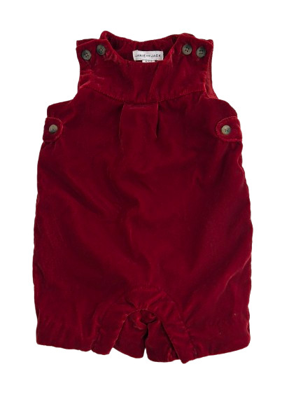 JANIE & JACK The Holiday Velvet Baby Romper Baby Boy 0-3M EUC