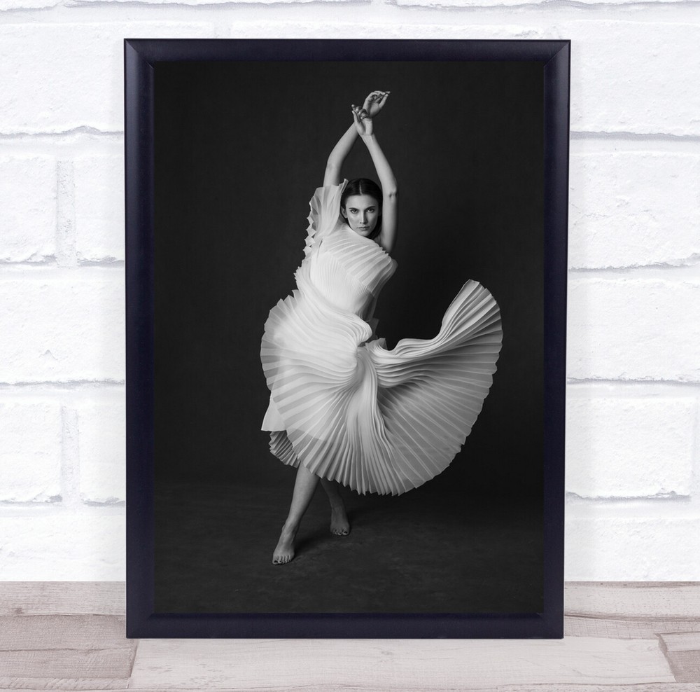 Amour Impur woman white dress arms up pose Wall Art Print