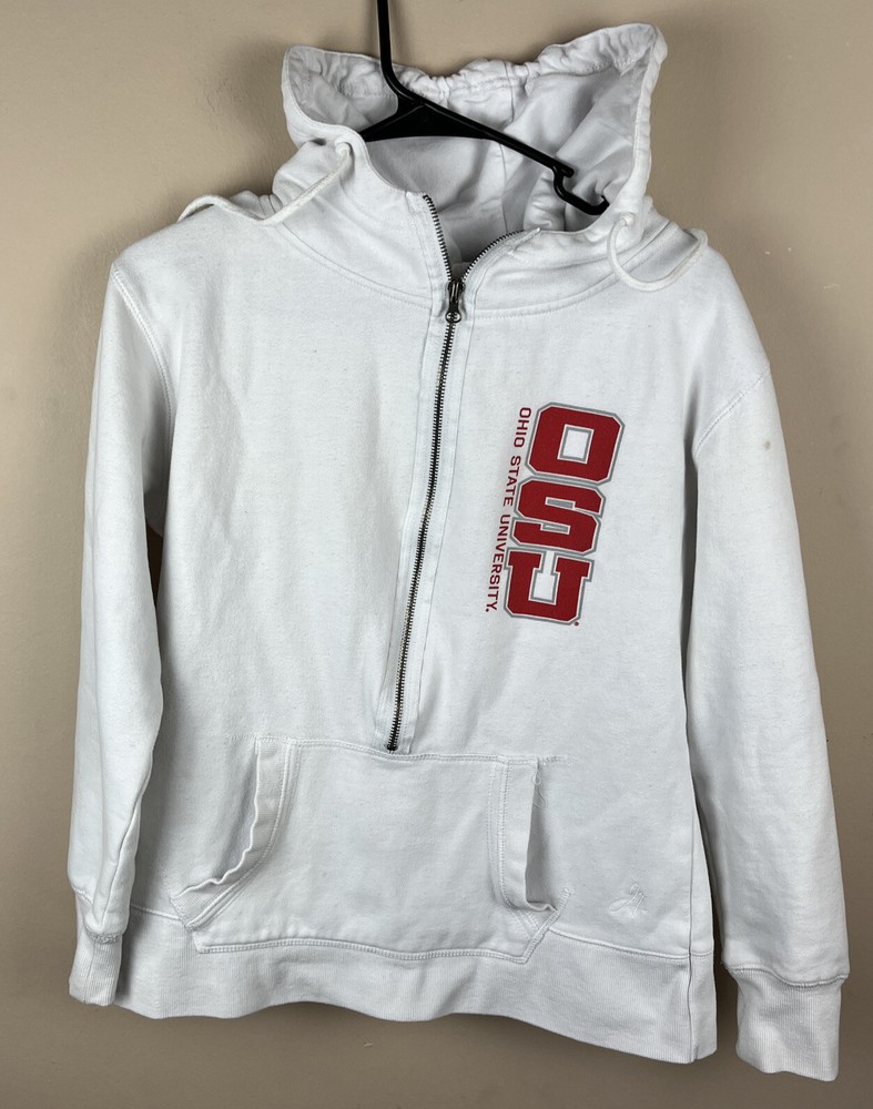 OSU Ohio State Hoodie Sweatshirt Womens Sz M J America Brand White