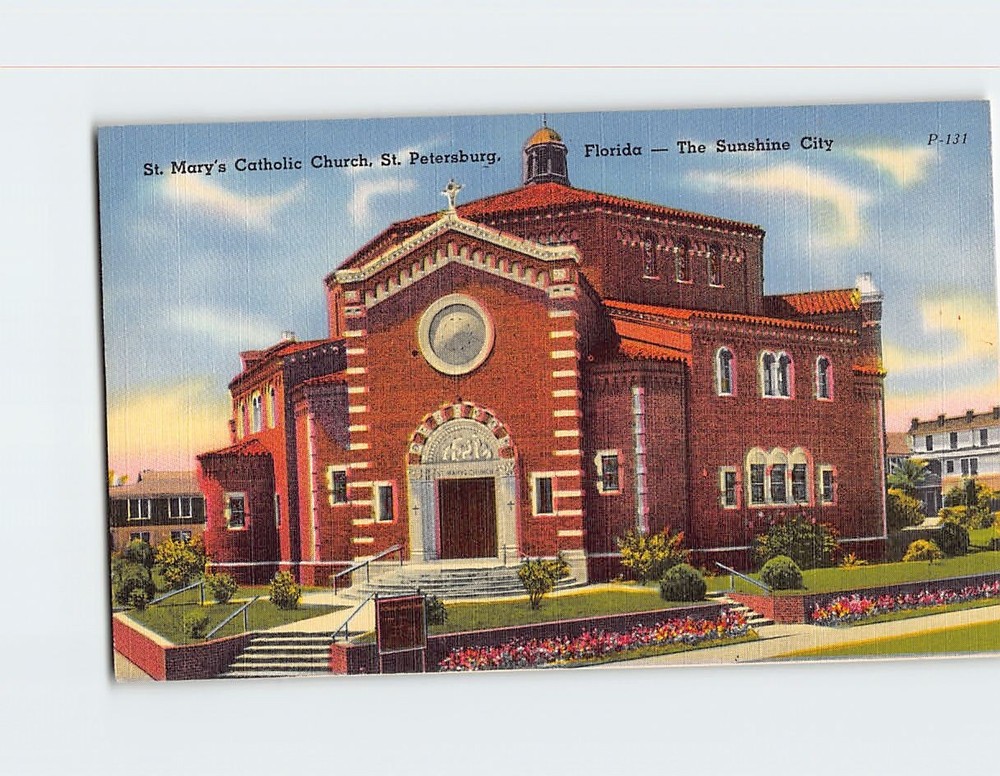 Postcard St. Mary's Catholic Church St. Petersburg Florida USA