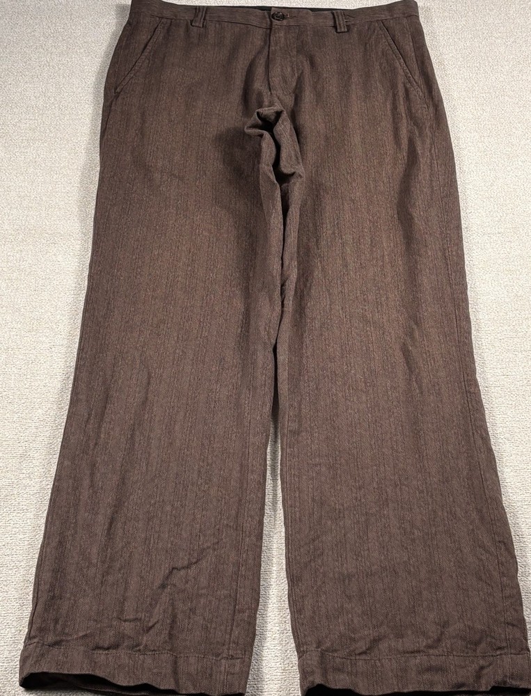 Banana Republic Dawson Chino Dress Pants Men 32/34 Brown Chevron Flat Front Flex
