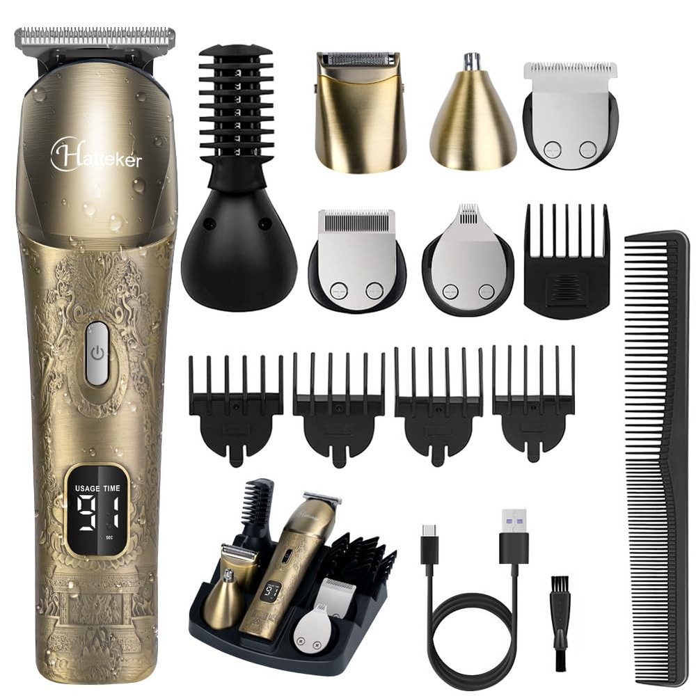 Upgraded Waterproof Cordless Beard Trimmer for Men Electric Razor Hair Clipper