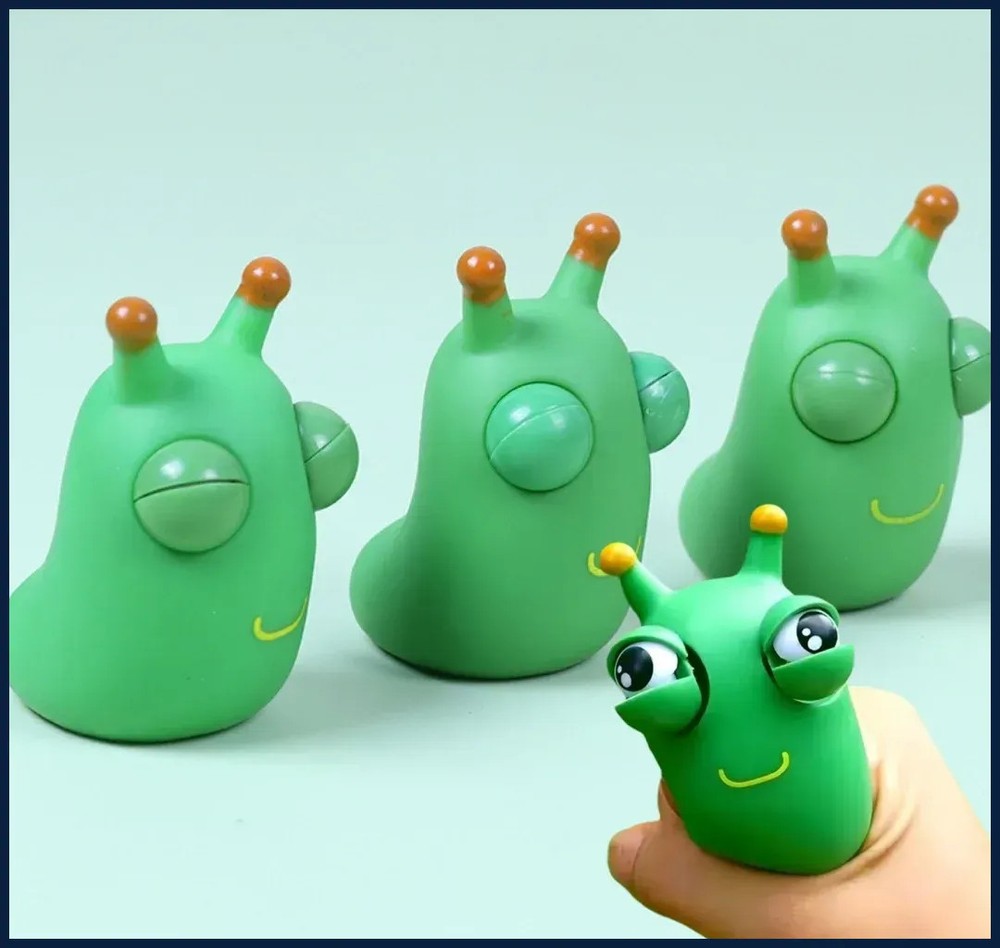 1/3 PCS Novelty Green Worm Squeeze Toys Eye Fidget Sensory Stress Relief Toys