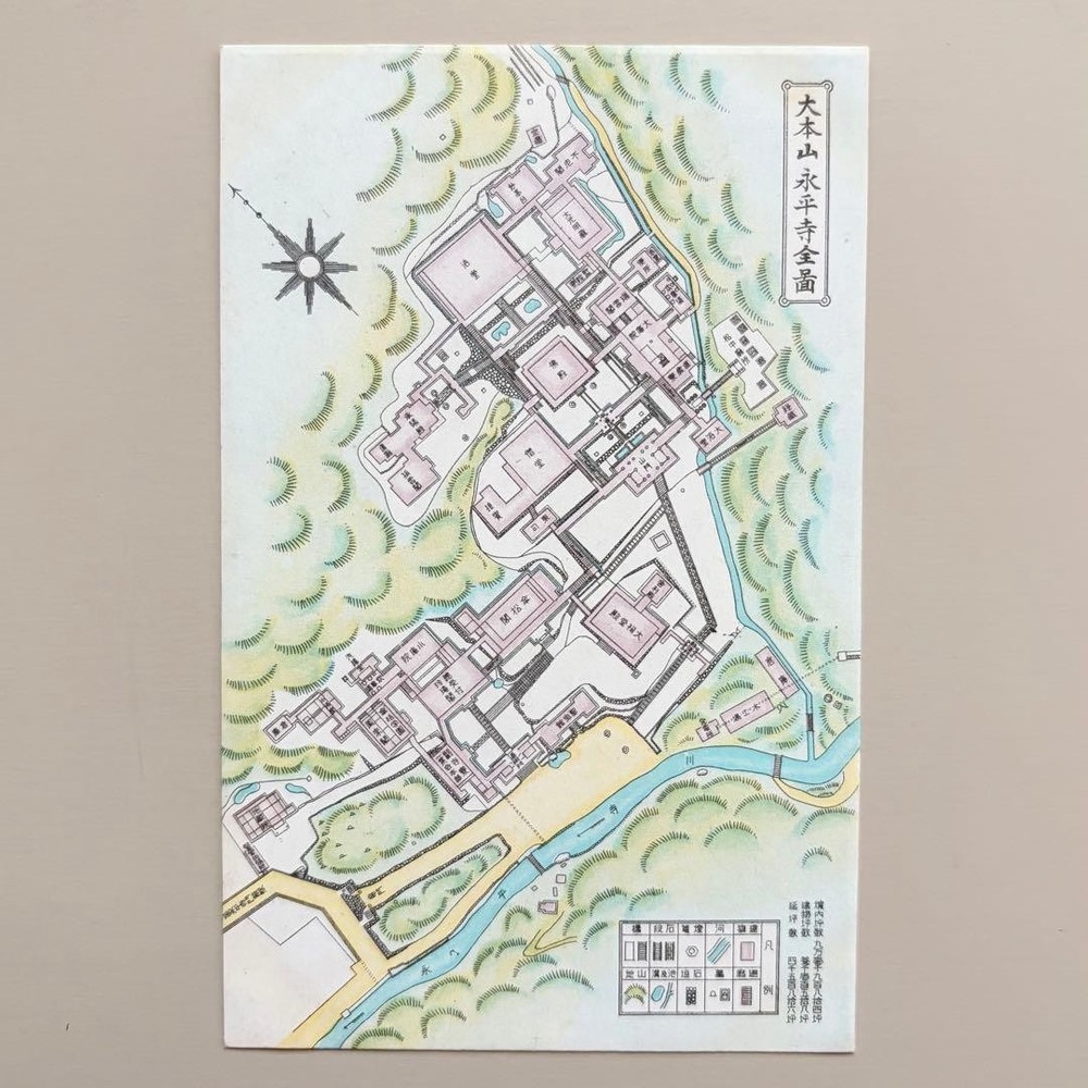 Pre-War Eiheiji Temple Map postcard Japan historic collectible unused