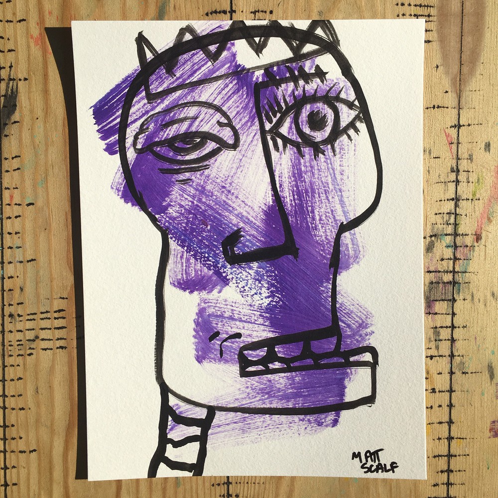 Matt Scalf Face Abstract Street Pop Art Graffiti ORIGINAL PAINTING 9x12 Modern