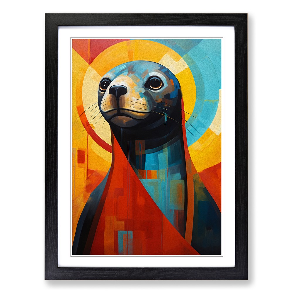 Sea Lion Constructivism Wall Art Print Framed Canvas Picture Poster Decor